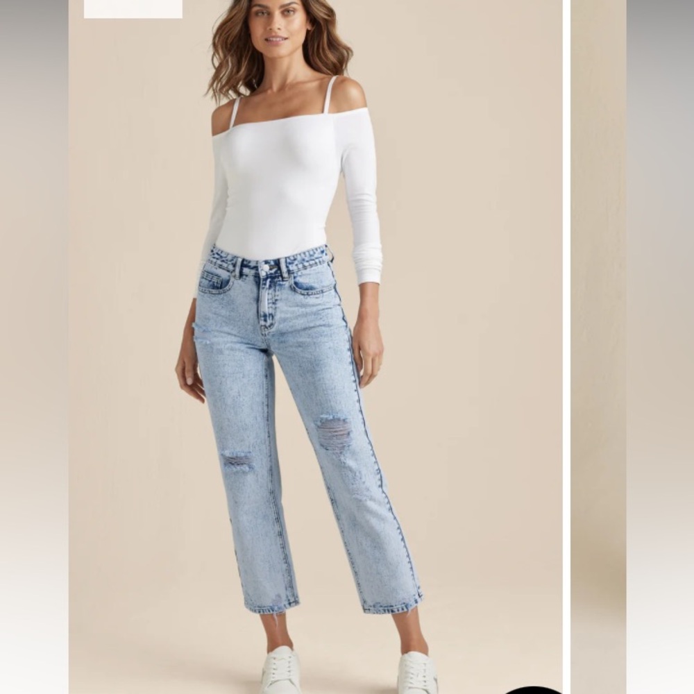 Stove Pipe Distressed Jeans Acid Wash